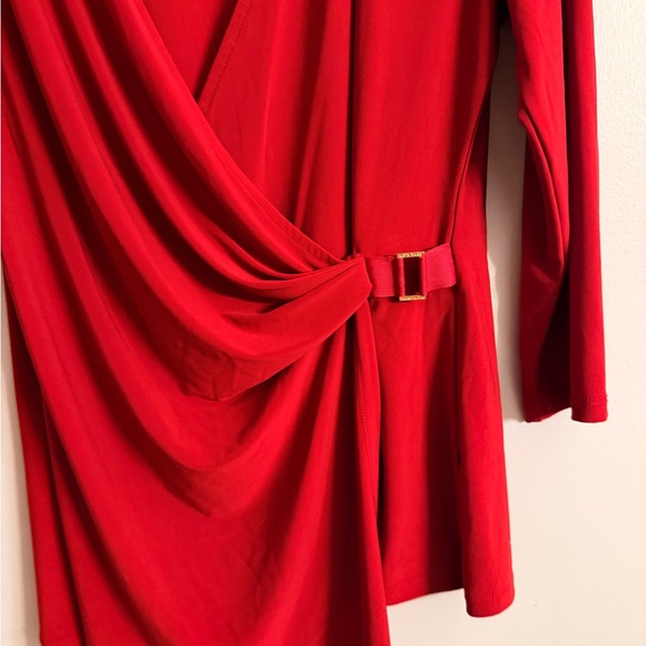 Anne Klein Vibrant Red Wrap Blouse - Picture 2 of 5
